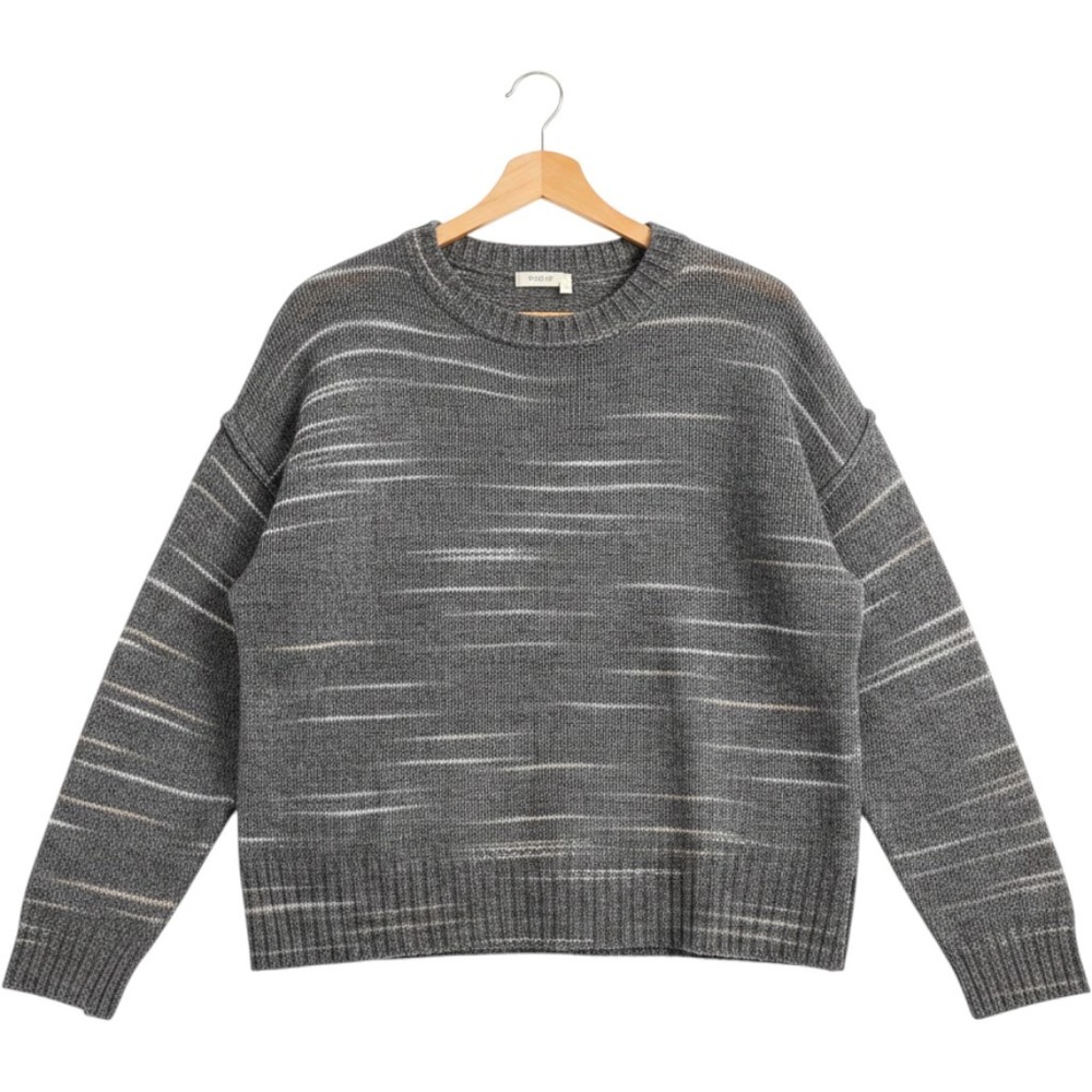 a.n.a A New Approach Gray Space Dye Crewneck Sweater Petite XXL PXXL Slit Hem